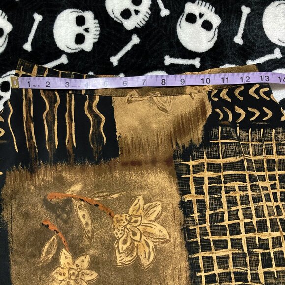 TRADITION Brown black lines and floral print a-line skirt ~ Vintage XS small - Picture 7 of 12